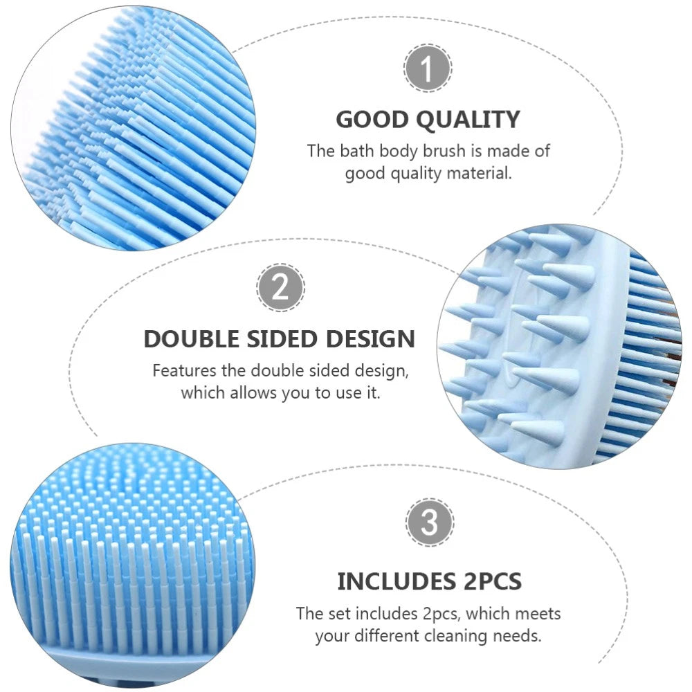 2 Pcs Bath Brush Baby Shower Body Scrubber Multifunctional Double-sided