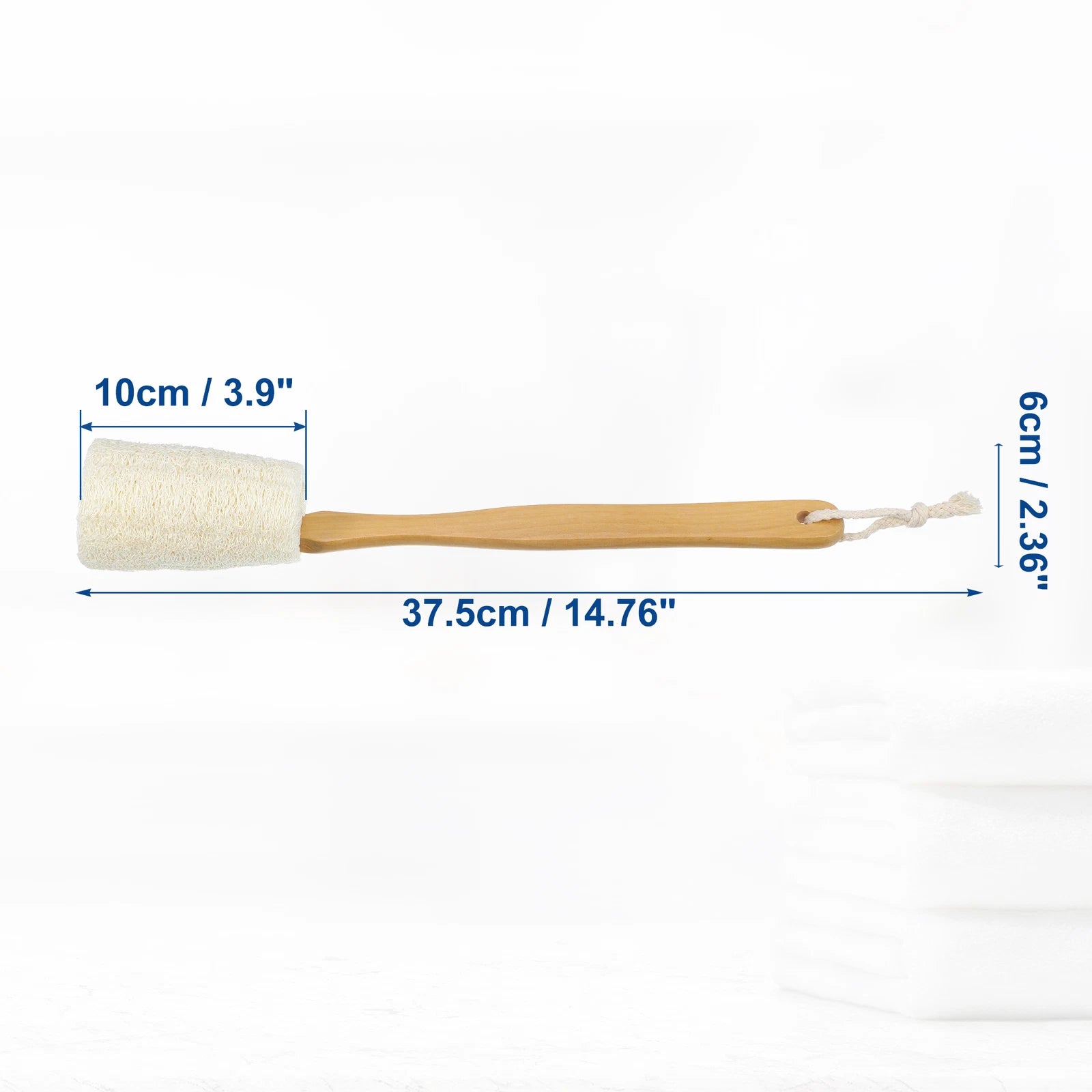 2pcs Bath Brush Back Scrubber Wood for Shower with Handle Brown Beige 3.9 Inches