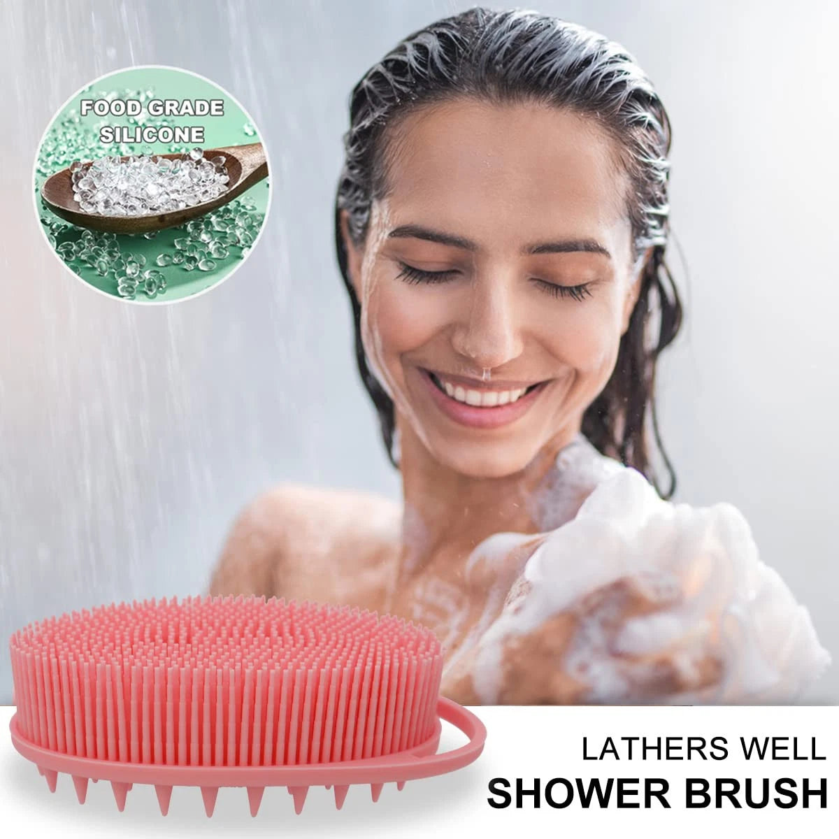Upgrade 2 in 1 Bath and Shampoo Body Brush, Silicone Exfoliating Body Scrubber f