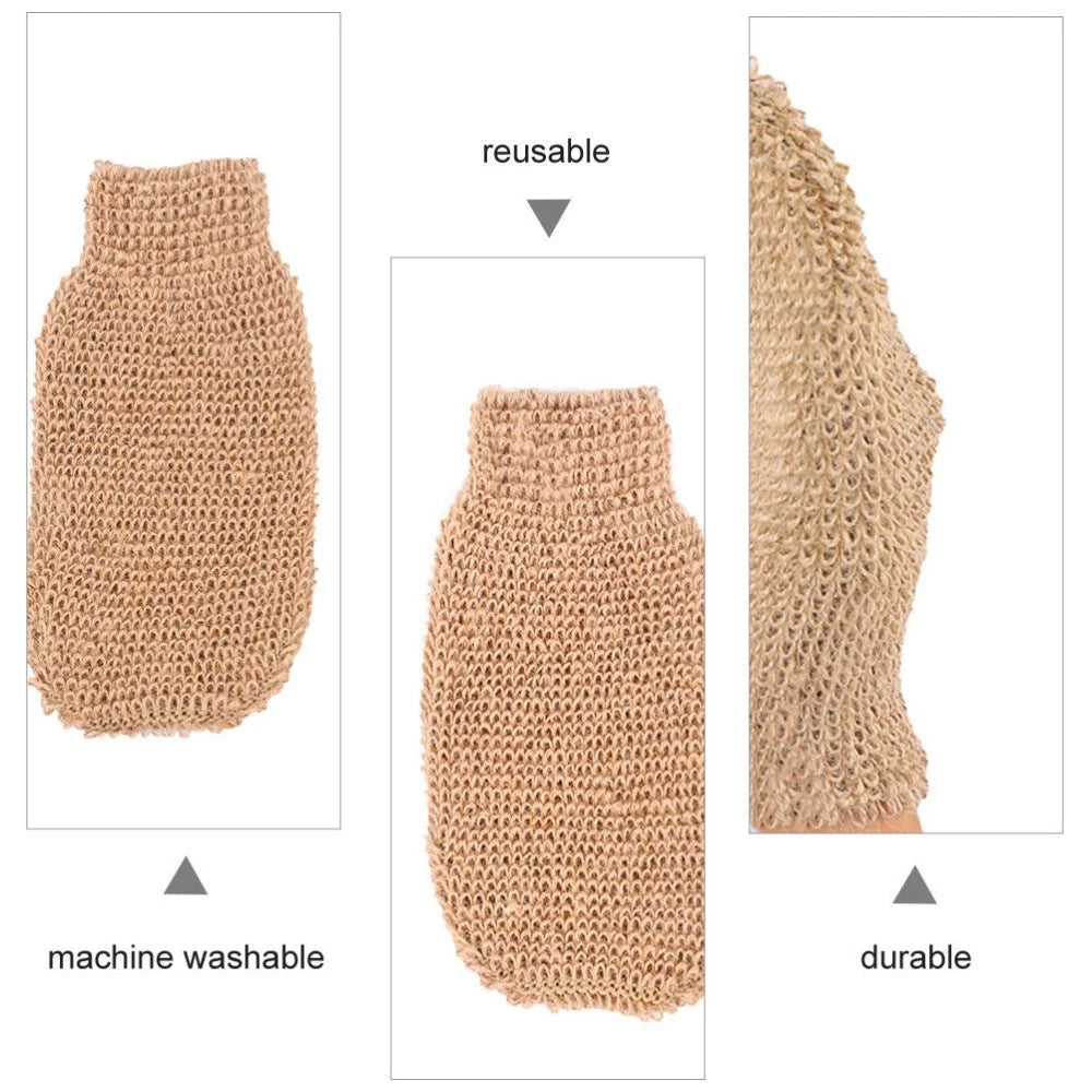 2 Pcs Ramie Jute Bath Glove Body Scrub Gloves Exfoliating Mitts for Spa