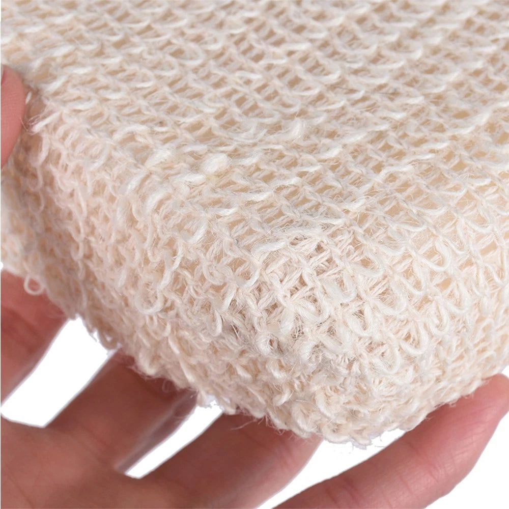 2Pcs Long Handle Bamboo Bath Brush Cotton Linen Exfoliating Body Scrubber