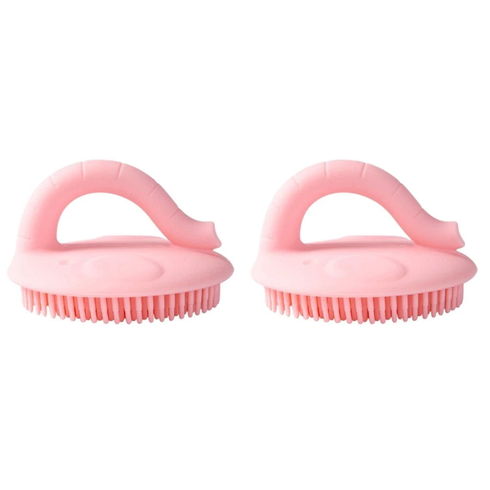 2 pcs Baby Bath Brush Silicone Handheld Infants Shower Brush Portable Bath