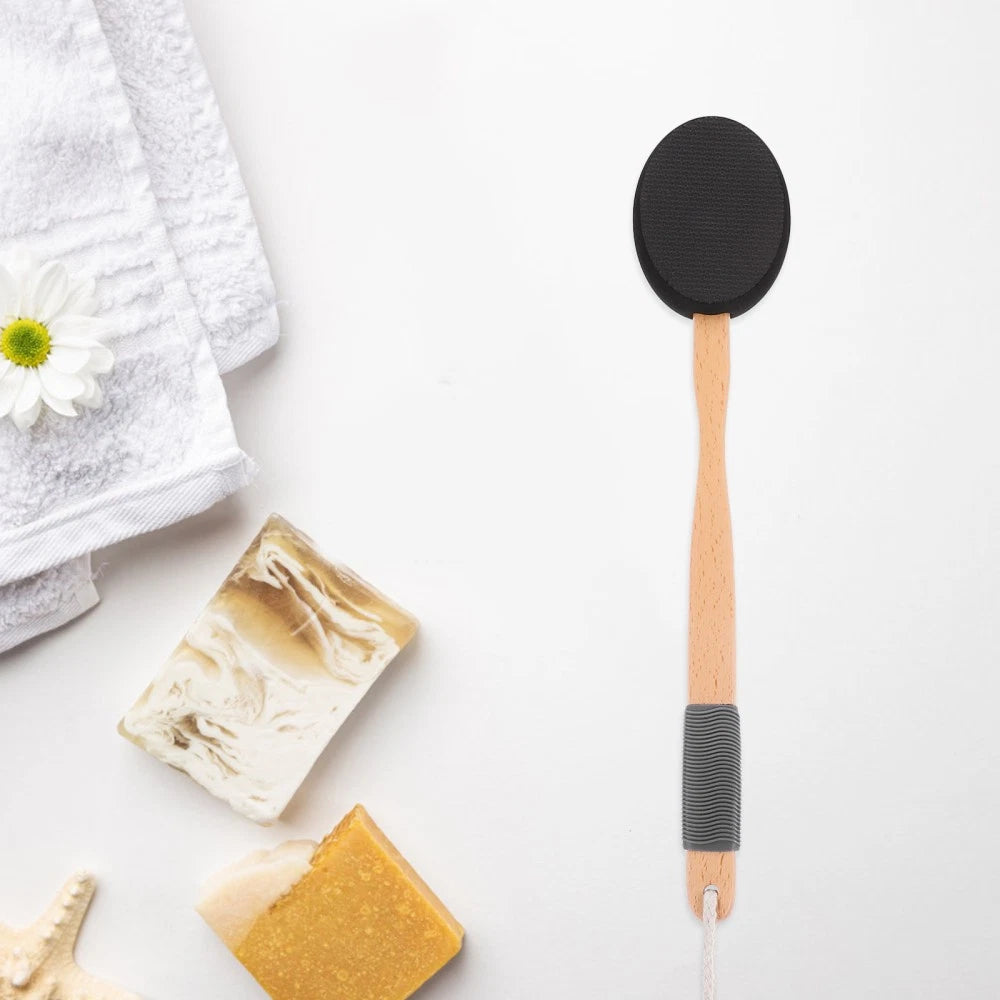 Wooden Handle EVA Bath Brush Man Scrubber Cream Applicator