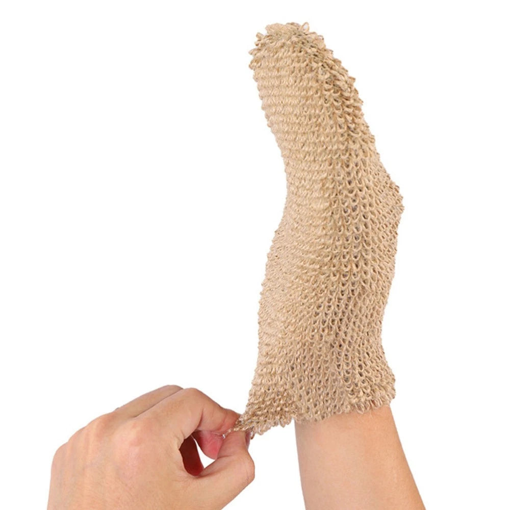 2 Pcs Ramie Jute Bath Glove Body Scrub Gloves Exfoliating Mitts for Spa