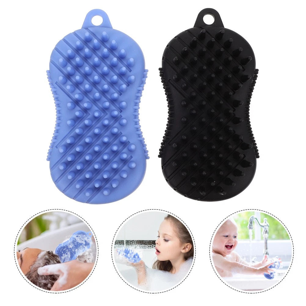 2 Pcs Silicone Bath Scrubber for Body Massage Cleaning