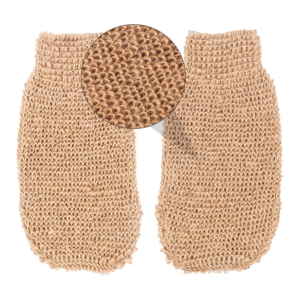 2 Pcs Ramie Jute Bath Glove Body Scrub Gloves Exfoliating Mitts for Spa