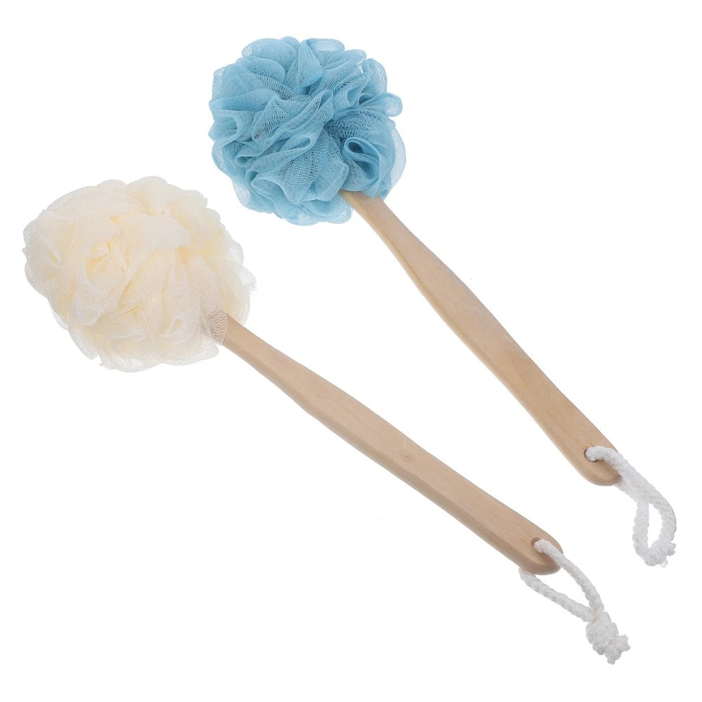 2 Pcs Baby Bath Brushes Long Handles for Elderly with Soft Back Scrubber Shower