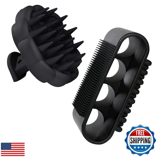 Silicone Body Scrubber Set, Bath Shower Body Brush and Shampoo Brush Scalp Ma