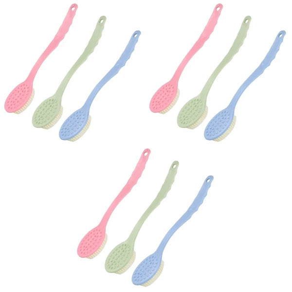 9 pcs Long Handle Bath Brush Bathing Brush Shower Body Cleaning Scrubbers Back