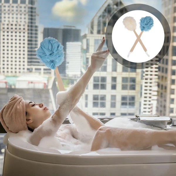 2 Pcs Baby Bath Brushes Long Handles for Elderly with Soft Back Scrubber Shower