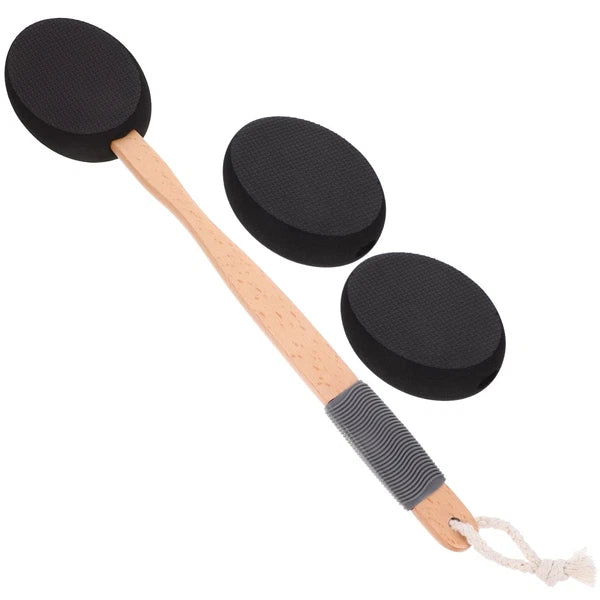 Wooden Handle EVA Bath Brush Man Scrubber Cream Applicator