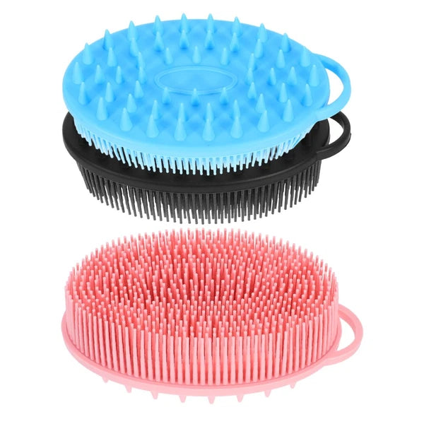 3 Pcs Double-sided Silicone Bath Brush Exfoliating Body Scrubber Face