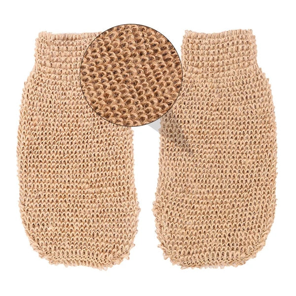 2 Pcs Ramie Jute Bath Glove Body Scrub Gloves Exfoliating Mitts for Spa