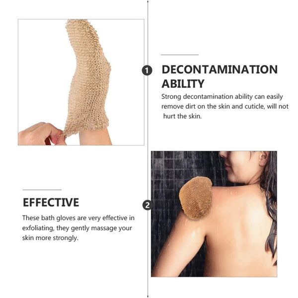 2 Pcs Ramie Jute Bath Glove Body Scrub Gloves Exfoliating Mitts for Spa