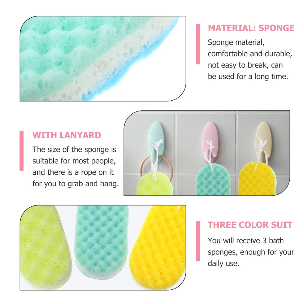 3 Pcs Bath Sponge Child Man Scrubbing Sponges Shower Scrubber for Body