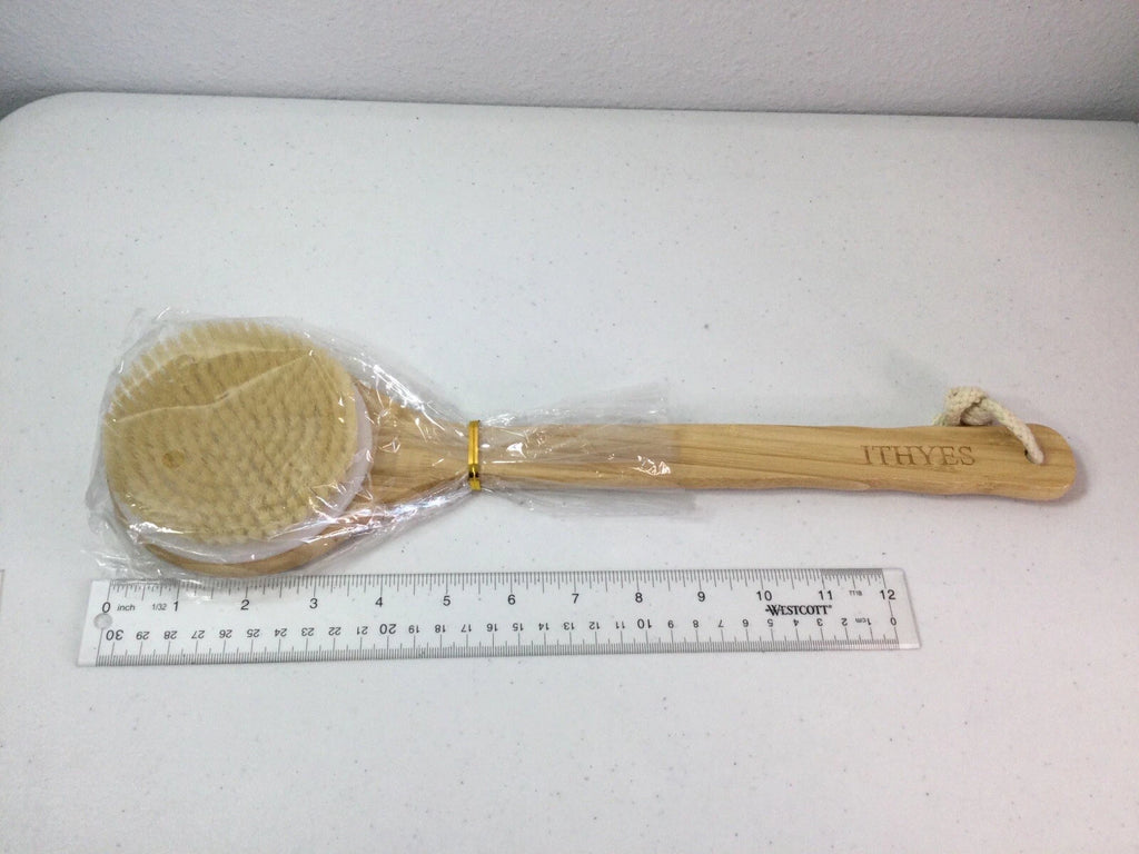 ITHYES Bamboo Long Handle Shower Brush. Exfoliating. NEW.