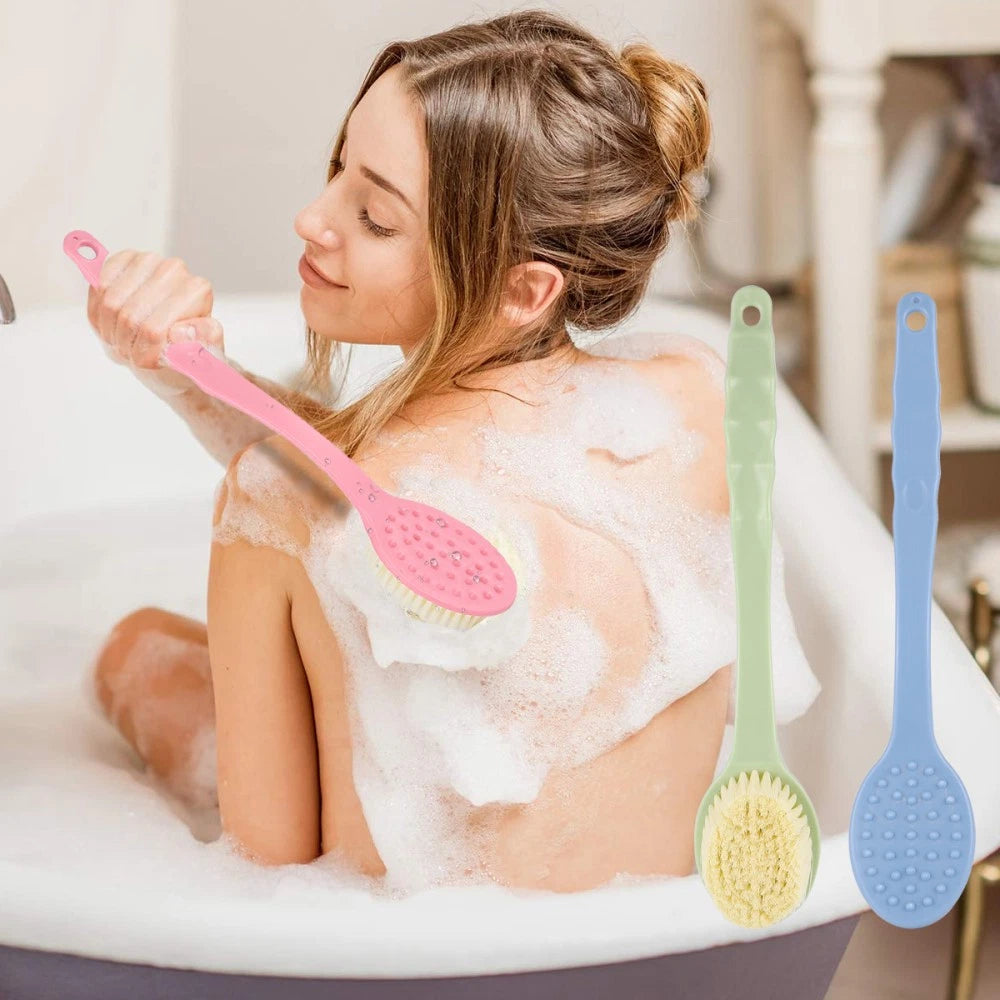 9 pcs Long Handle Bath Brush Bathing Brush Shower Body Cleaning Scrubbers Back