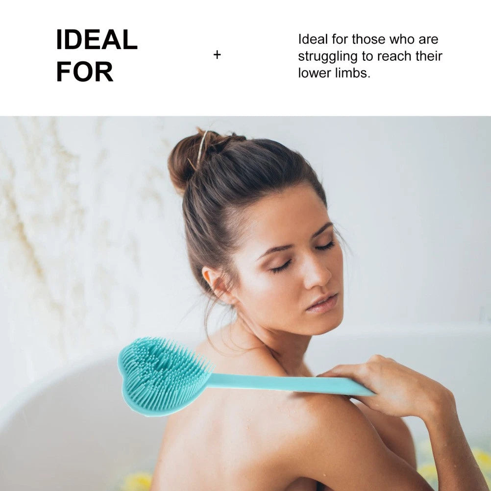 Heart-shaped Bath Brush Man Long Handle Scrubber Silicone Bathing