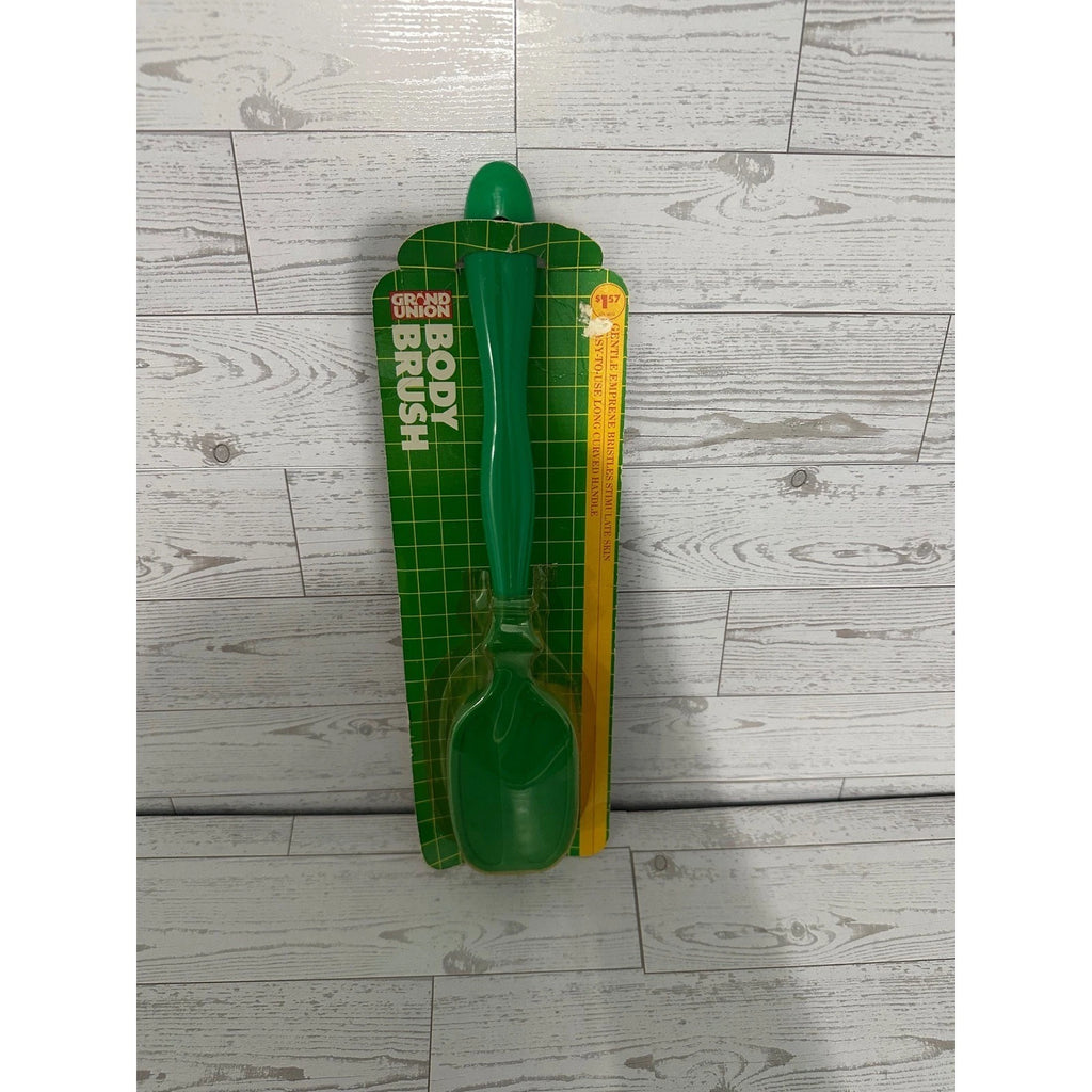 Vintage Grand Union Body Brush Green Long Handle New Old Stock Bath Shower