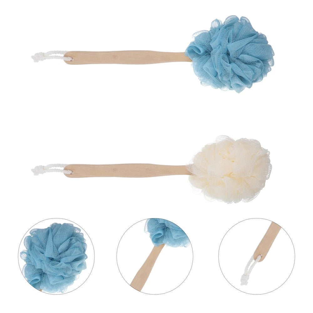 2 Pcs Baby Bath Brushes Long Handles for Elderly with Soft Back Scrubber Shower