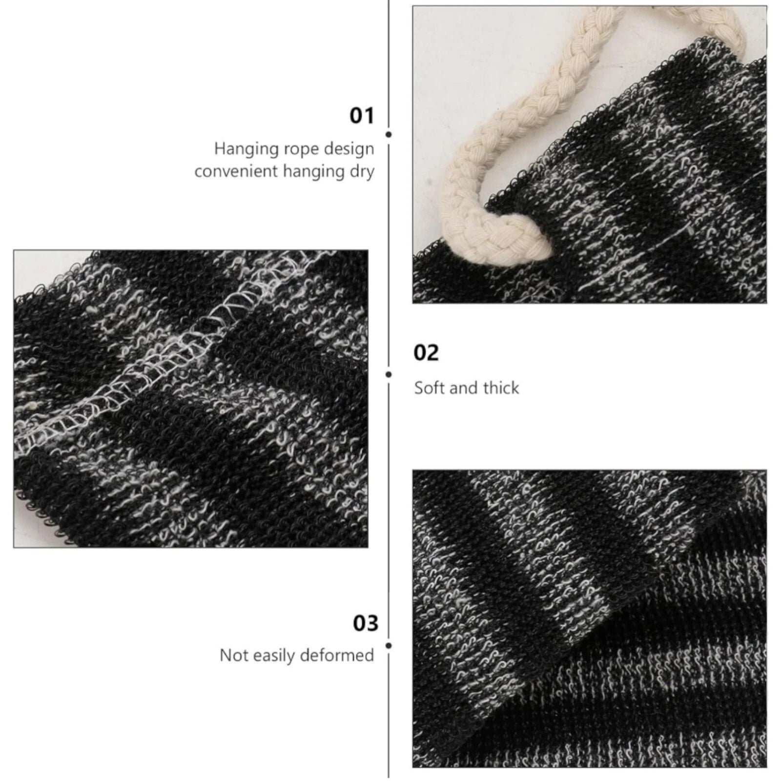 Exfoliating Back Brush Shower Bath Loofah Scrub Sponge Pad Striped & Rope Handle