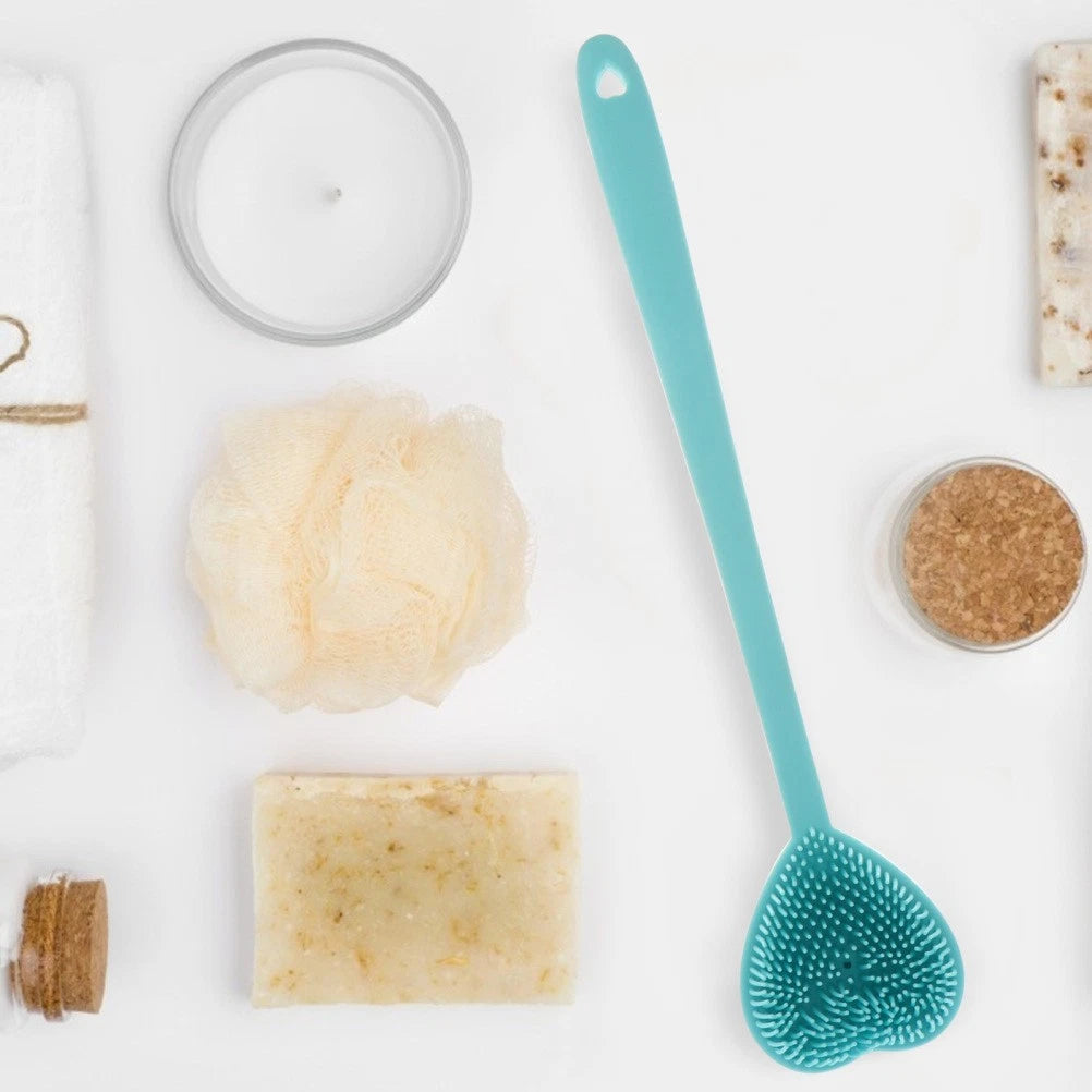 Heart-shaped Bath Brush Man Long Handle Scrubber Silicone Bathing