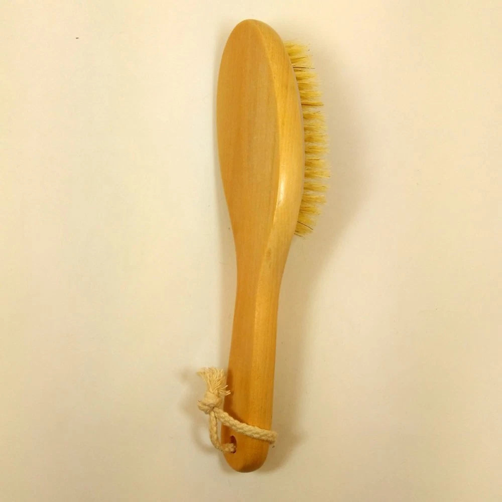 Wooden Bath Body Brush Shower Bristle Brush Massage Brush with Bent Handle