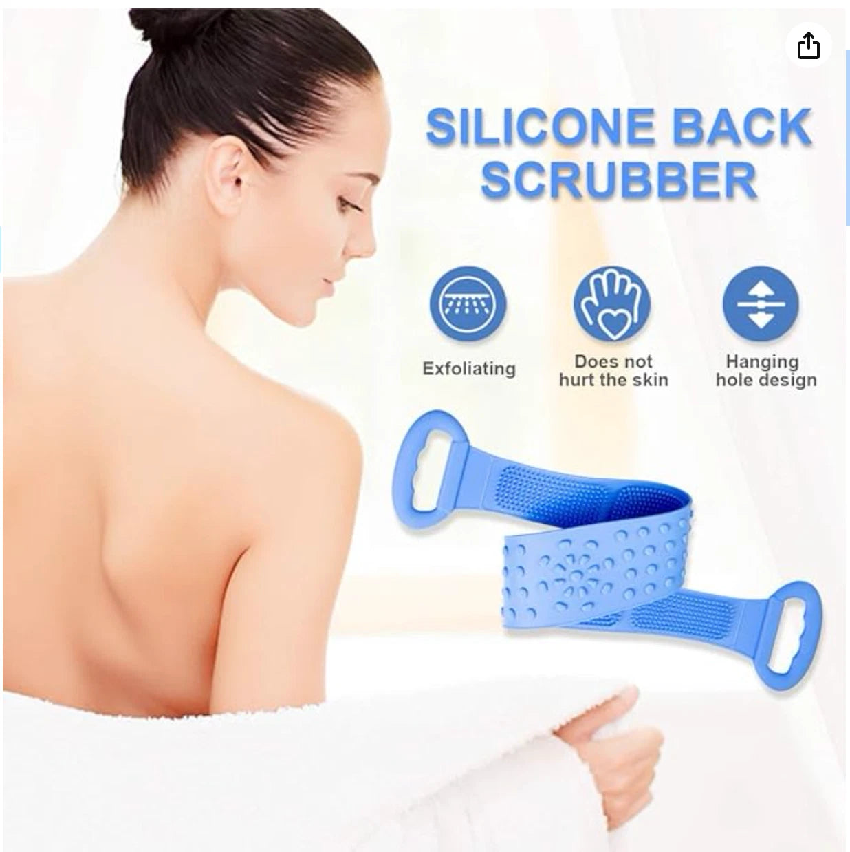 Silicone Bath Body Scrubber Brush 31.5 Inch Long Silicone Back Shower Scrubber B