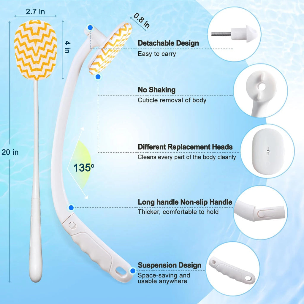 Celestite 20” Long Handle Shower Brush for Body, Back Scrubber for Shower