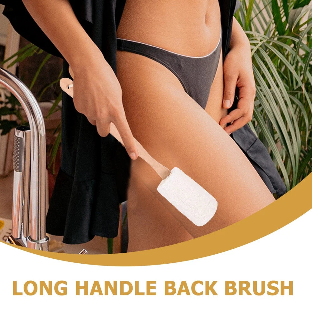 Natural Loofah Bath Brush Long Handle Exfoliating Back Scrubber