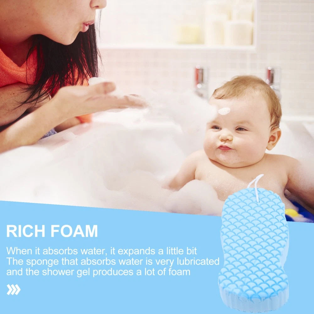 2 Pack Baby Bath Sponge Man Toddler Back Scrub Brush Cleaning Scrubber Bathing