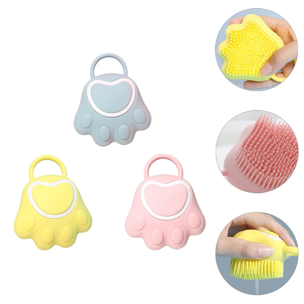 3 Pcs Silicone Bath Brush Baby Toddler Shower with Dispenser Scrubber