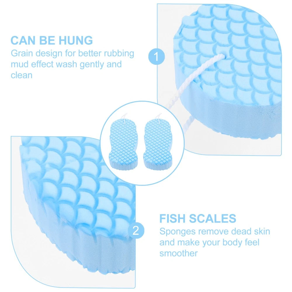 2 Pack Baby Bath Sponge Man Toddler Back Scrub Brush Cleaning Scrubber Bathing