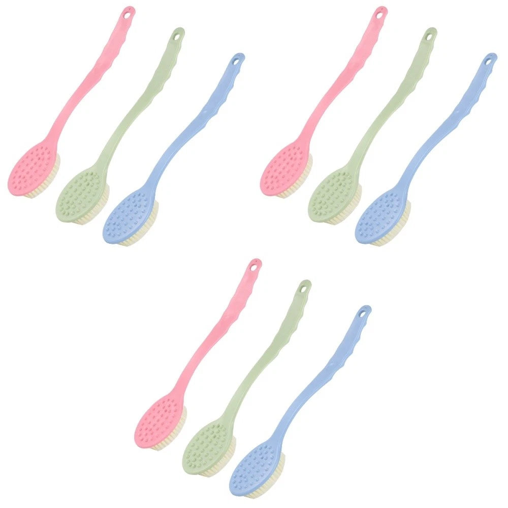 9 pcs Long Handle Bath Brush Bathing Brush Shower Body Cleaning Scrubbers Back