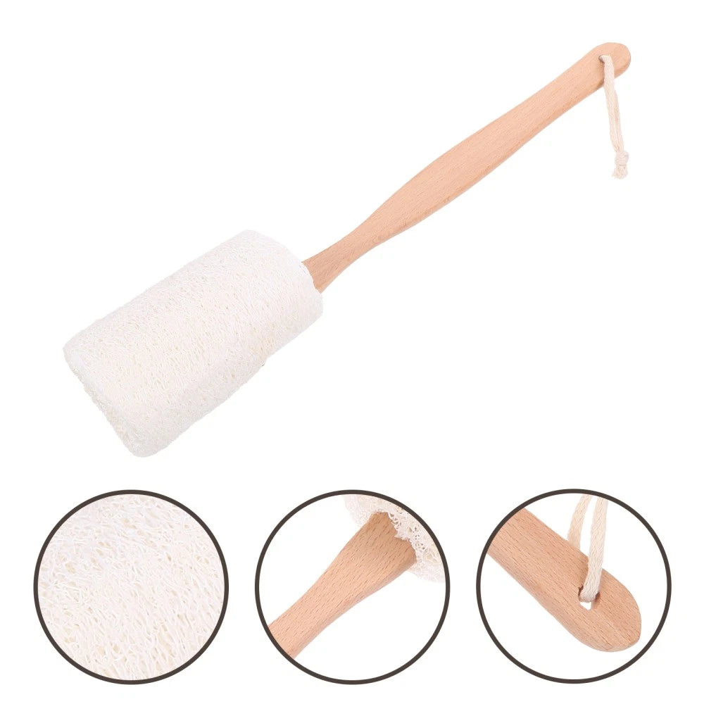 Natural Loofah Bath Brush Long Handle Exfoliating Back Scrubber