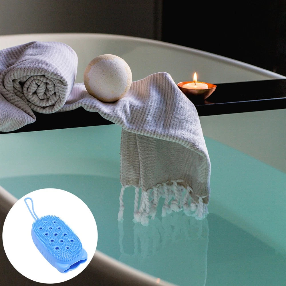 3pcs Automatically Soak Bath Scrub Silicone Bath Brush Soap Storage Bath Tool