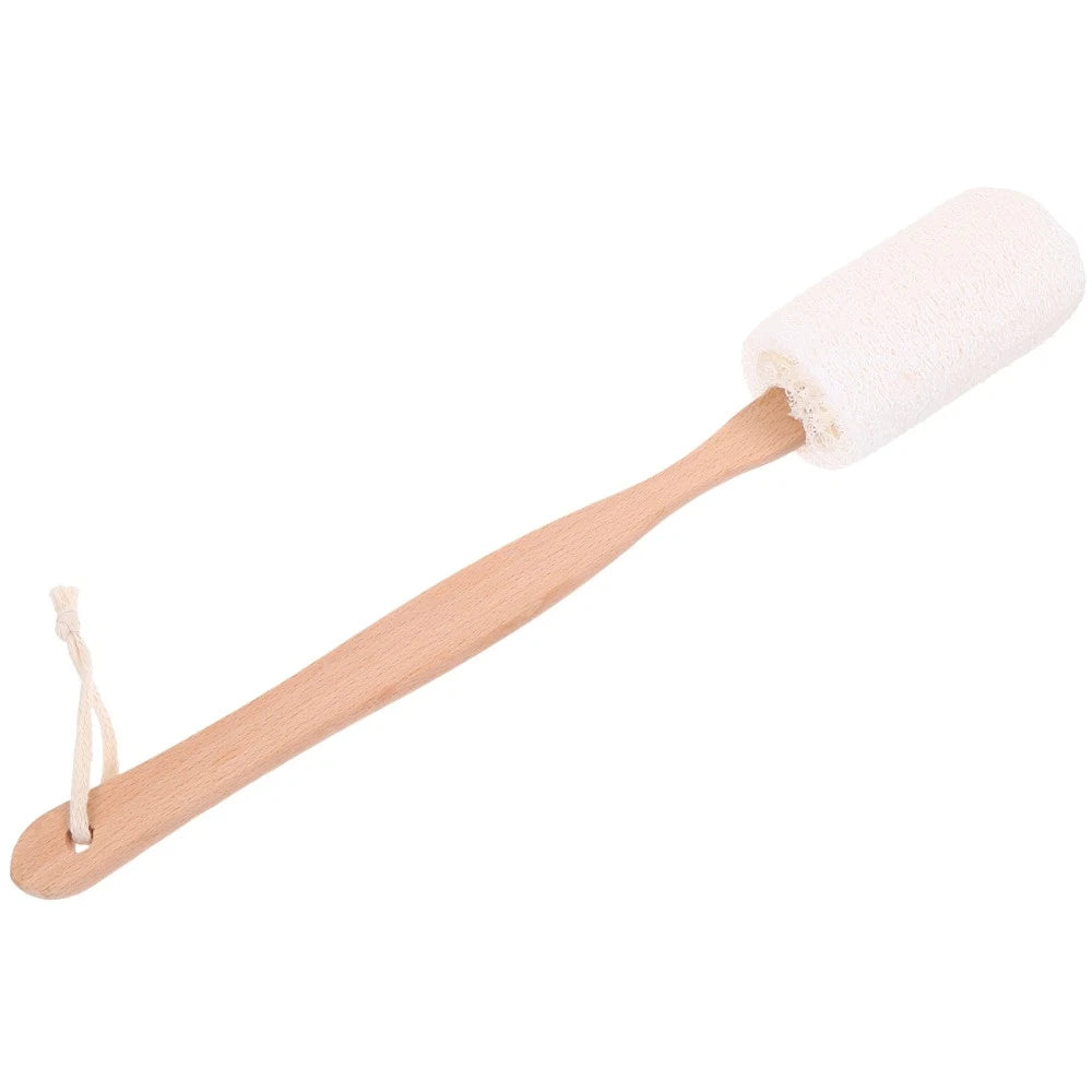 Natural Loofah Bath Brush Long Handle Exfoliating Back Scrubber