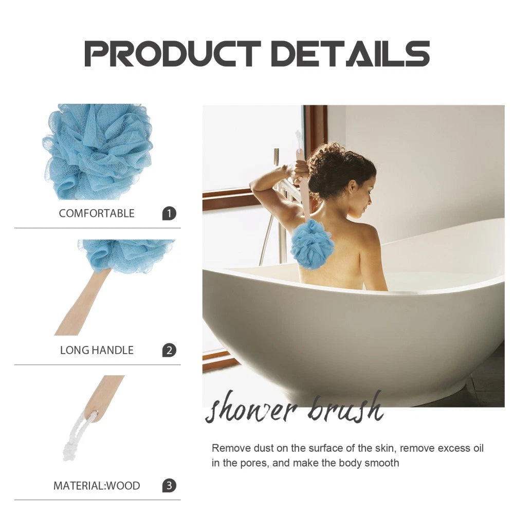 2 Pcs Baby Bath Brushes Long Handles for Elderly with Soft Back Scrubber Shower