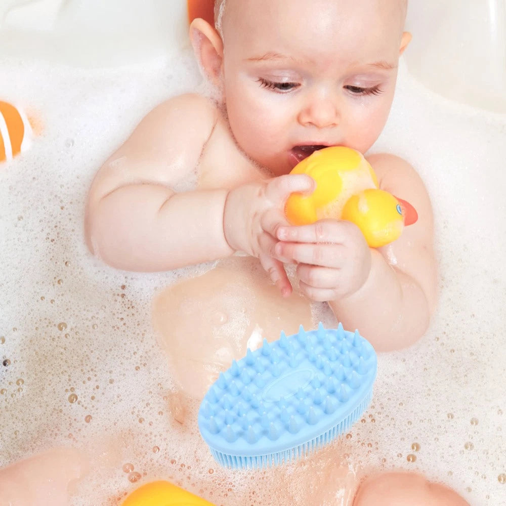 2 Count Silicone Bath Brush Baby Shower Scrubber Massage for Infant