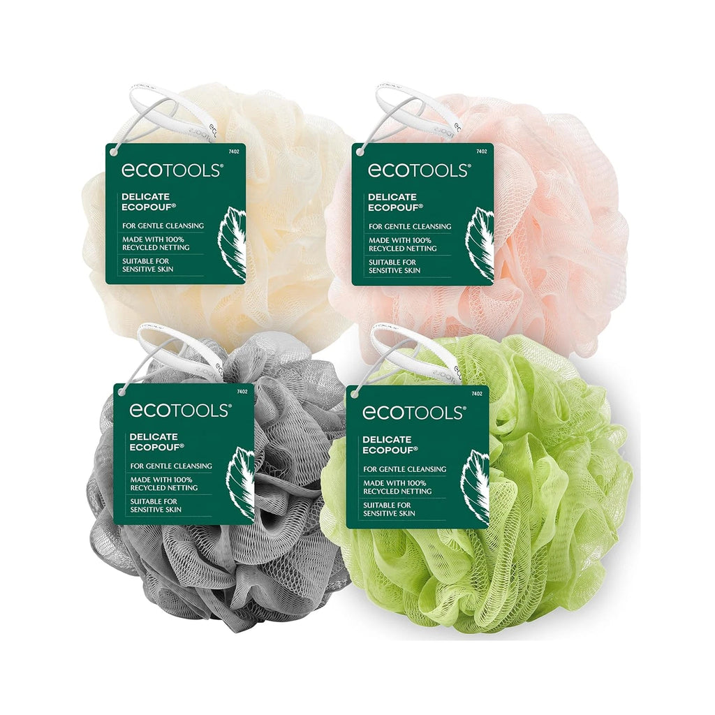 Ecotools Delicate Ecopouf 4 Pack, Loofah Sponge for Bath & Shower, Recycled Nett