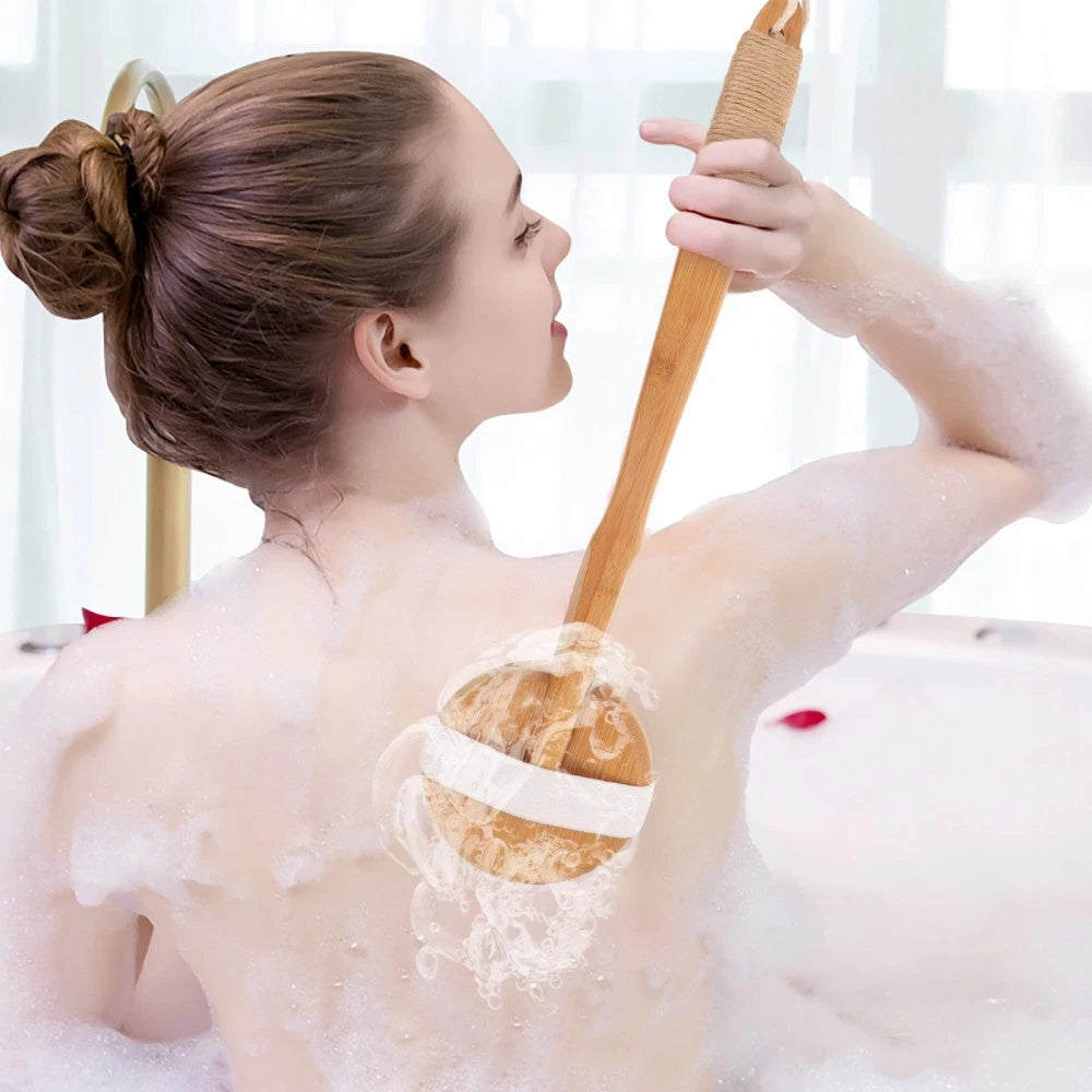 Removable Bath Brush Exfoliating Back Scrubber for Shower Elder Women's