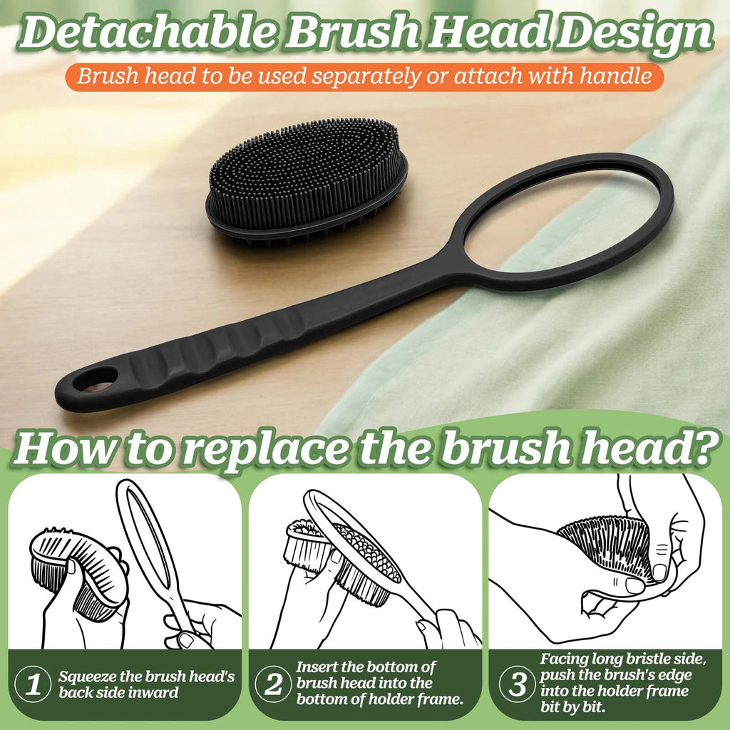 GEENOA Silicone Back Scrubber for Shower Soft Silicone Loofah with Handle Gen...