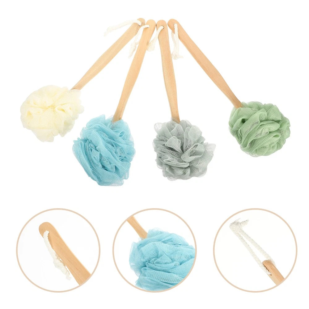 4 Pcs Bath Brush Rubs Back Scrubber with Handle Shower