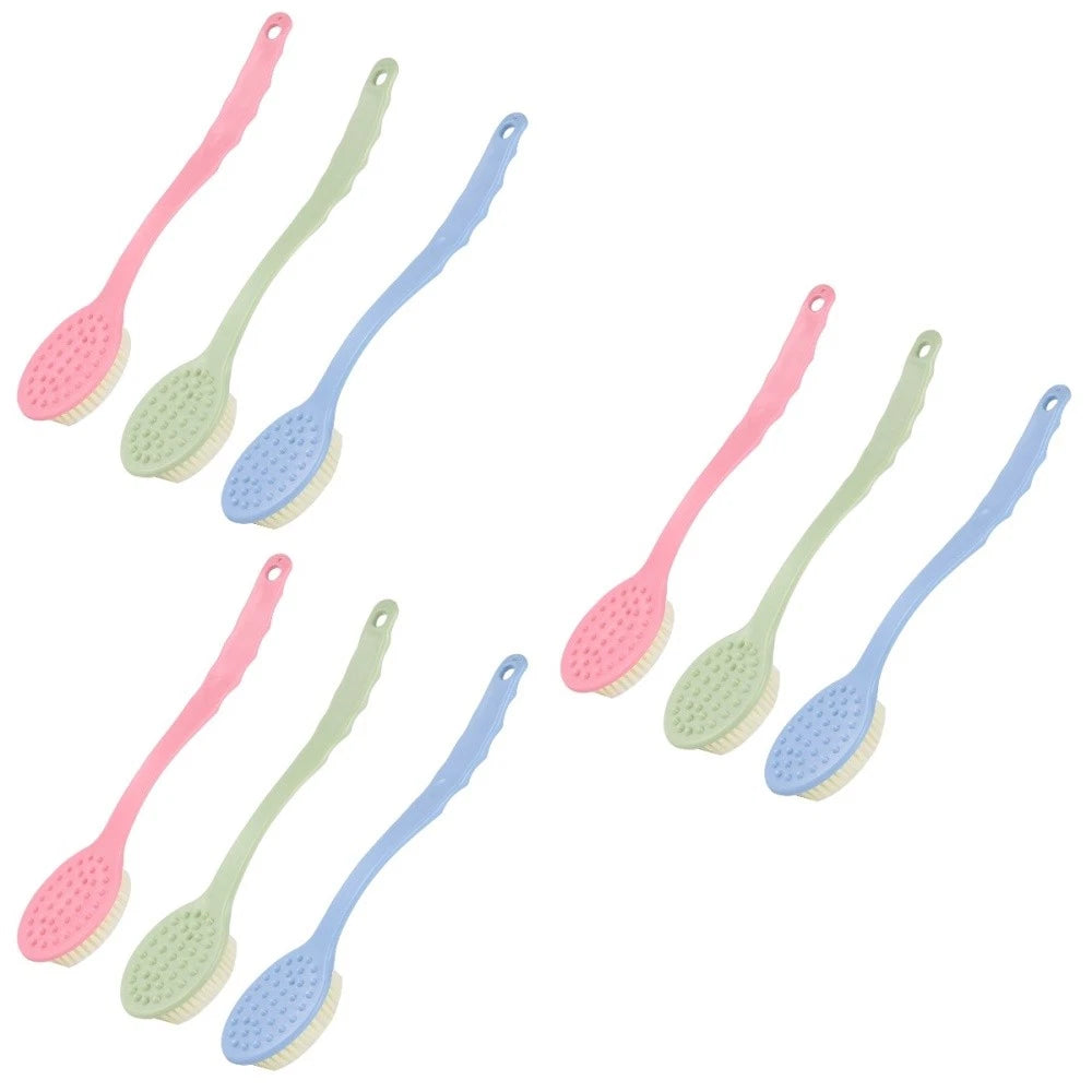 9 pcs Long Handle Bath Brush Bathing Brush Shower Body Cleaning Scrubbers Back