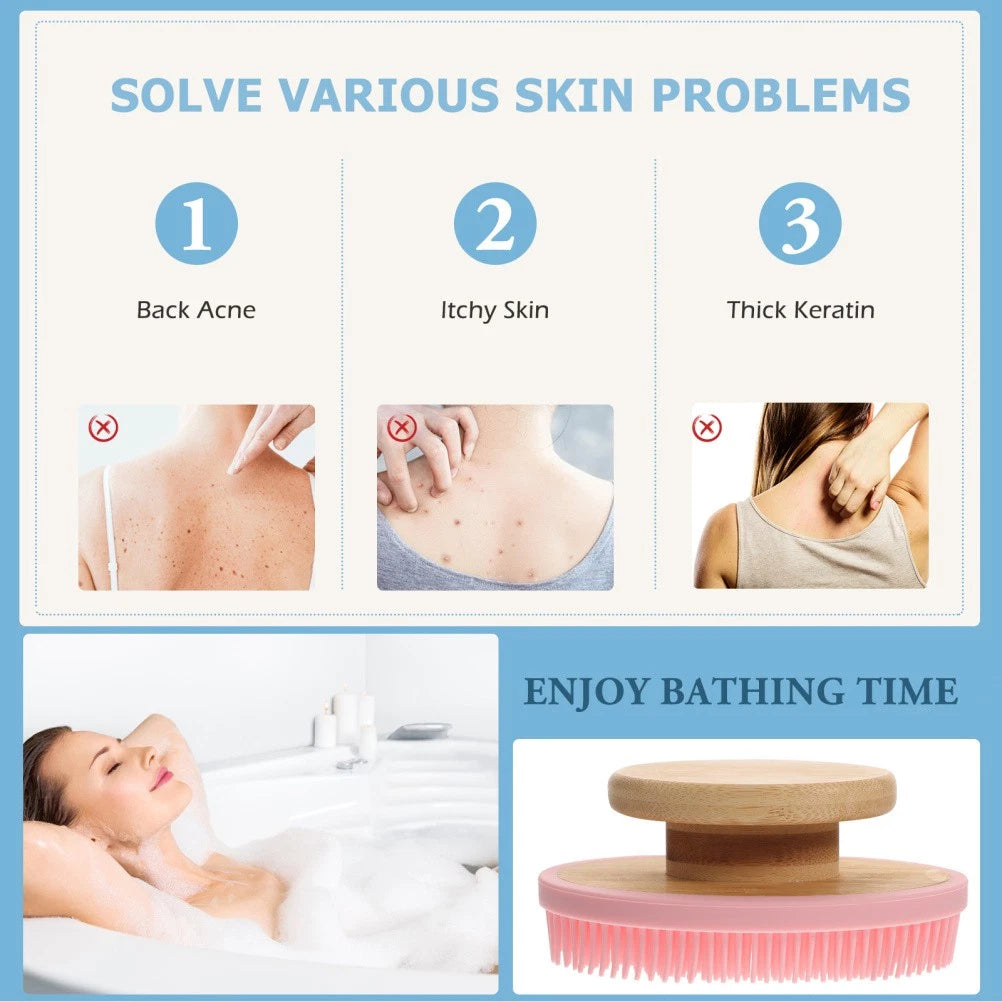 Skin-friendly Silicone Shower Scrubber Portable Bathing Brush Body Massage