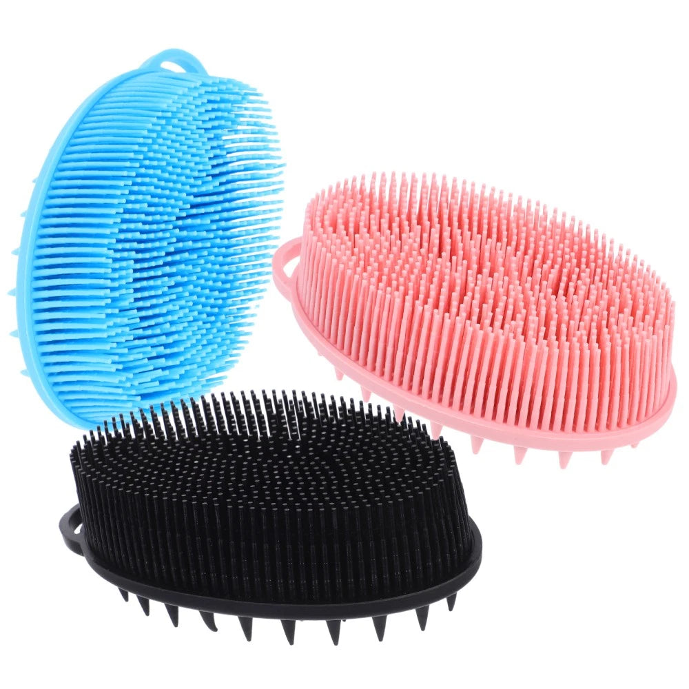3 Pcs Double-sided Silicone Bath Brush Exfoliating Body Scrubber Face