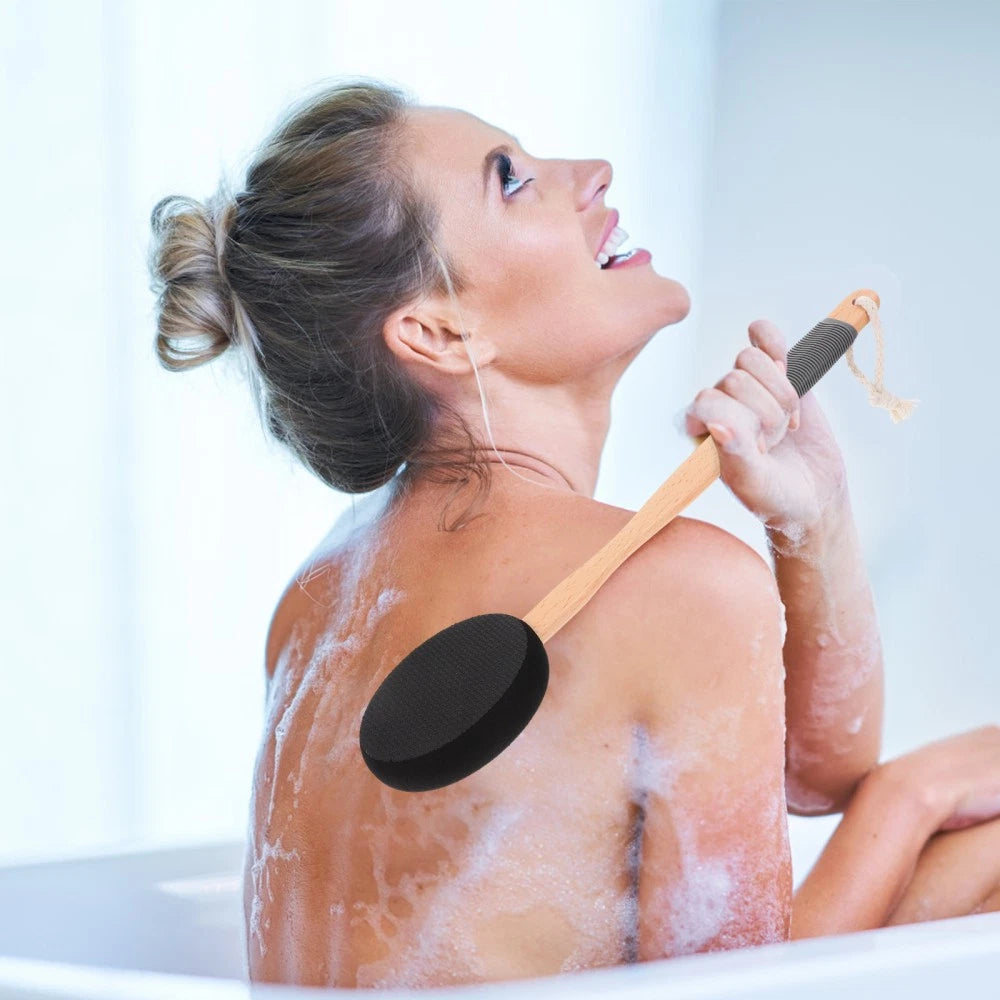 Wooden Handle EVA Bath Brush Man Scrubber Cream Applicator