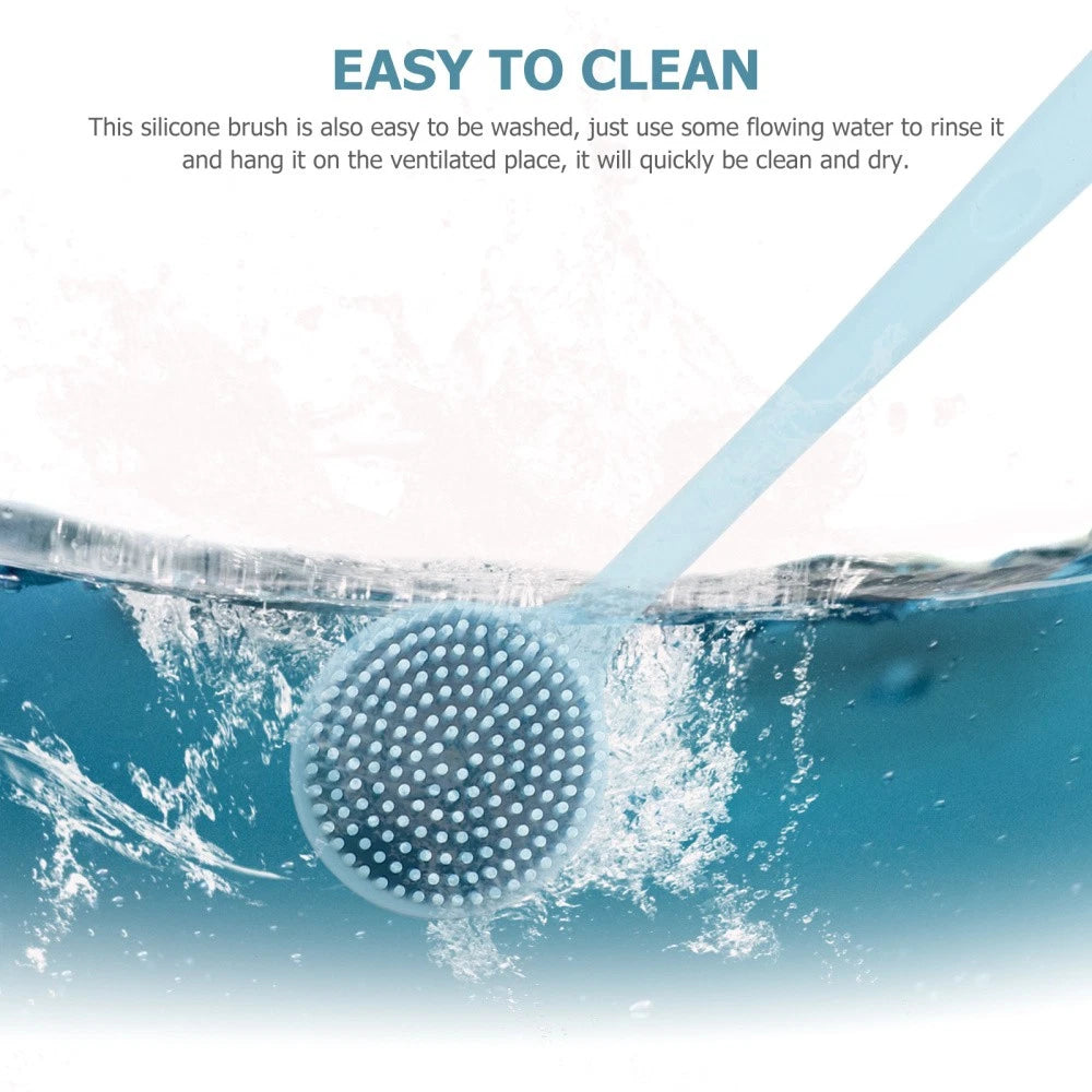 Silicone Bath Brush Man Back Cleaning Scrubber Shower Long Handle Body