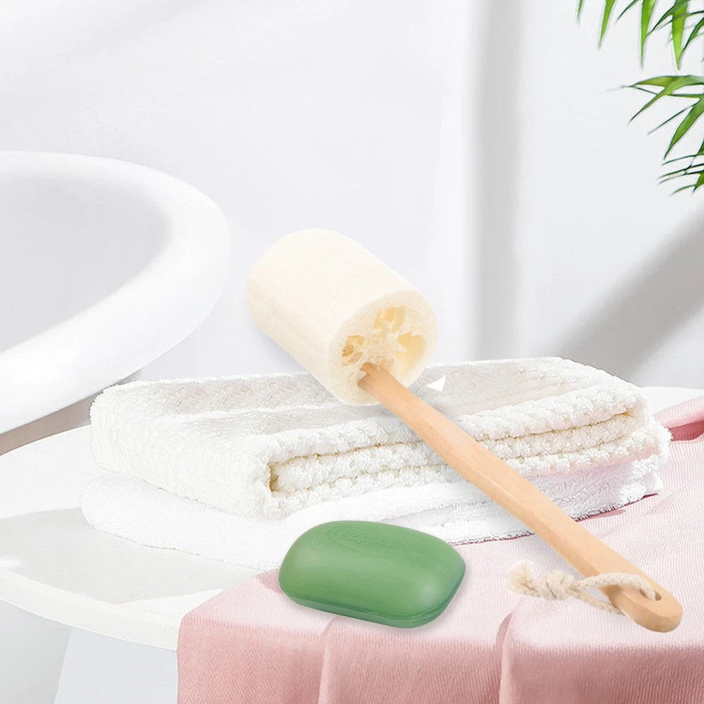 Loofah With Handle Shower Brush Natural Exfoliating Scrubber Bath Accessories