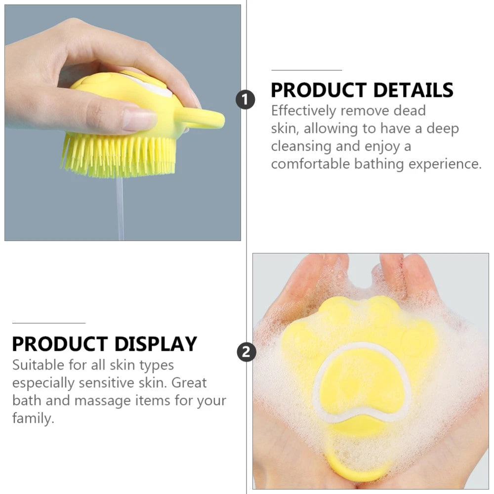 3 Pcs Silicone Bath Brush Baby Toddler Shower with Dispenser Scrubber